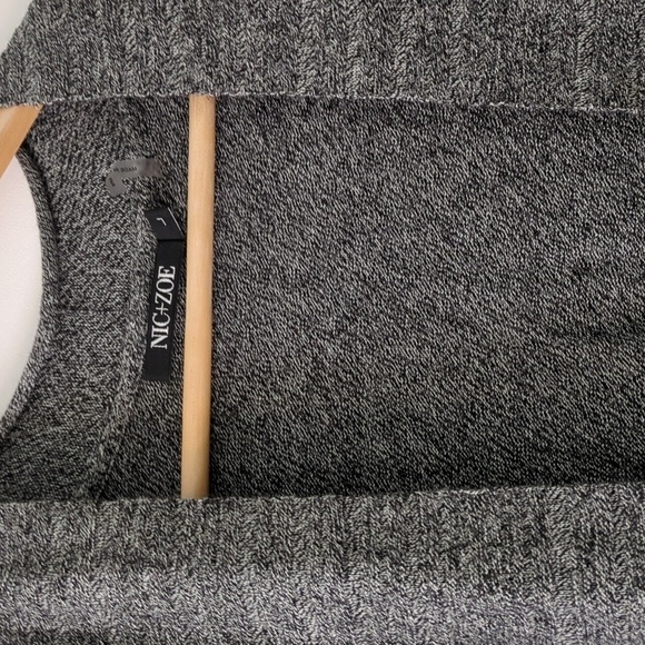 Nic+Zoe Long Line Cotton Blend Minimalist gray open front cardigan Office Career - Picture 5 of 8